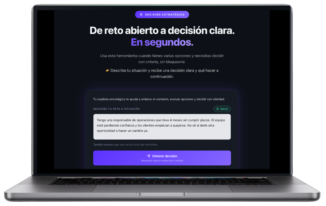Copiloto Decisión Estratégica analizando un caso real