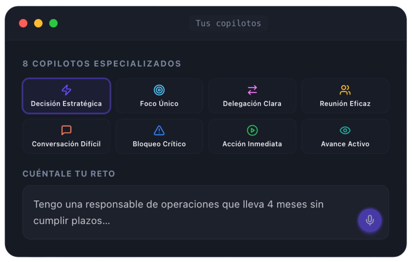 Selección de copiloto y entrada del reto